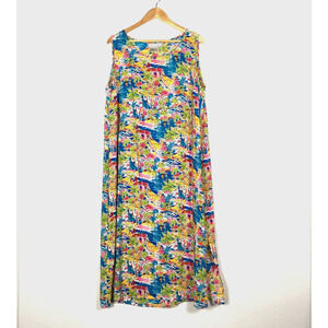 VTG Diane Gilman Silk Sheath Dress Colorful Sleeveless Beachy Resorts Woman 2X